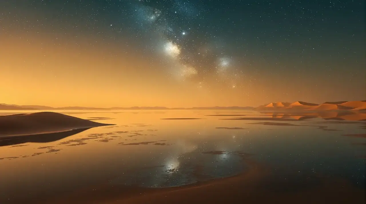 漠沙星湖 高清横版海报